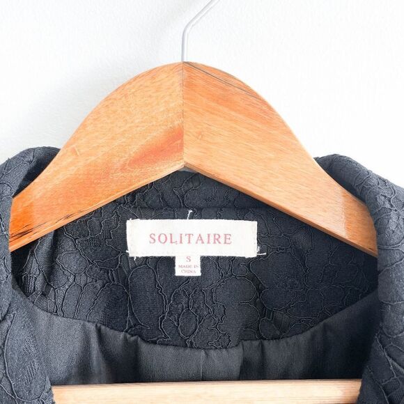 Solitaire Womens Blazer Jacket Embellished Lace Overlay Floral Black Small - Picture 5 of 9